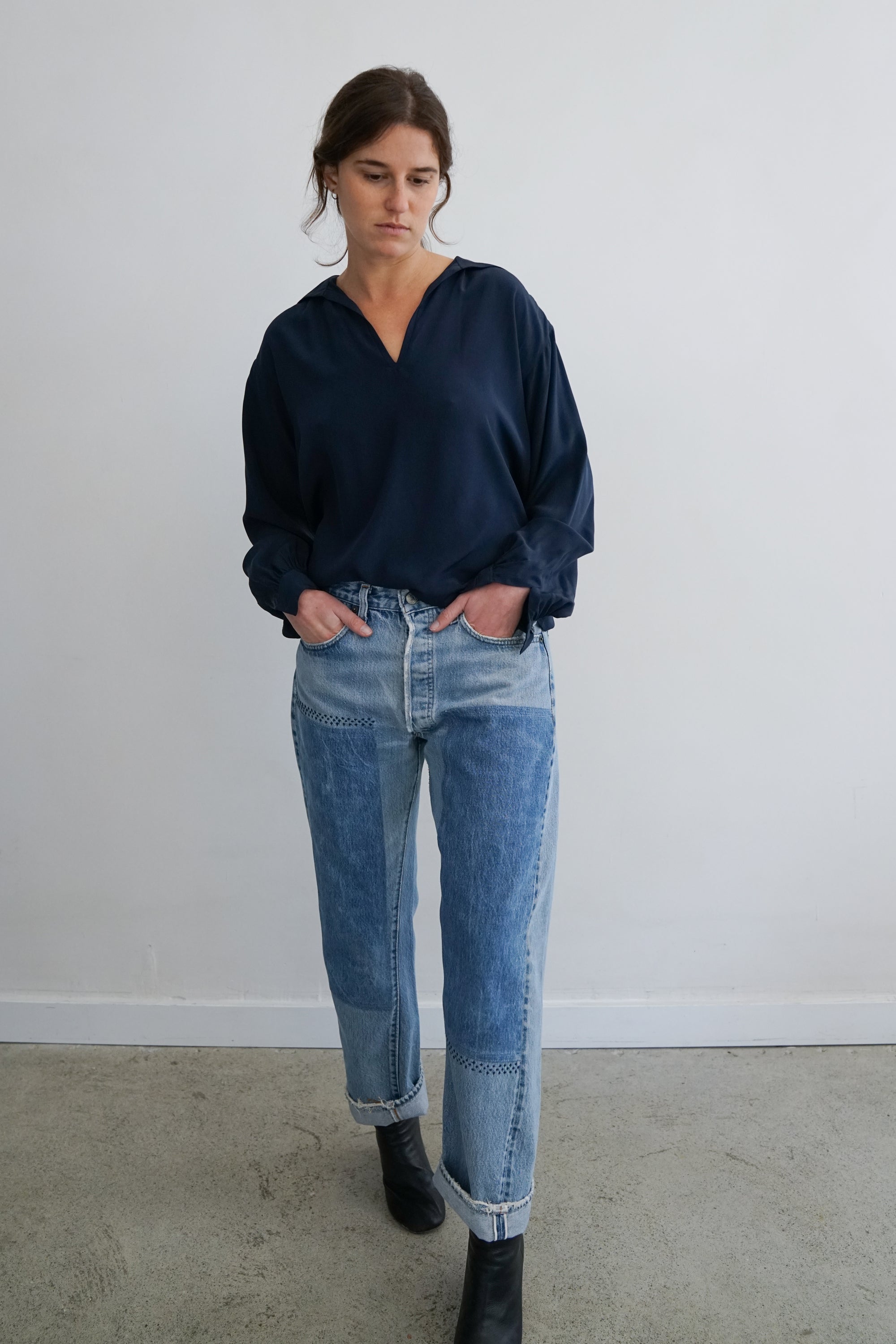 70s Yves Saint Laurent Silk Sailor Blouse