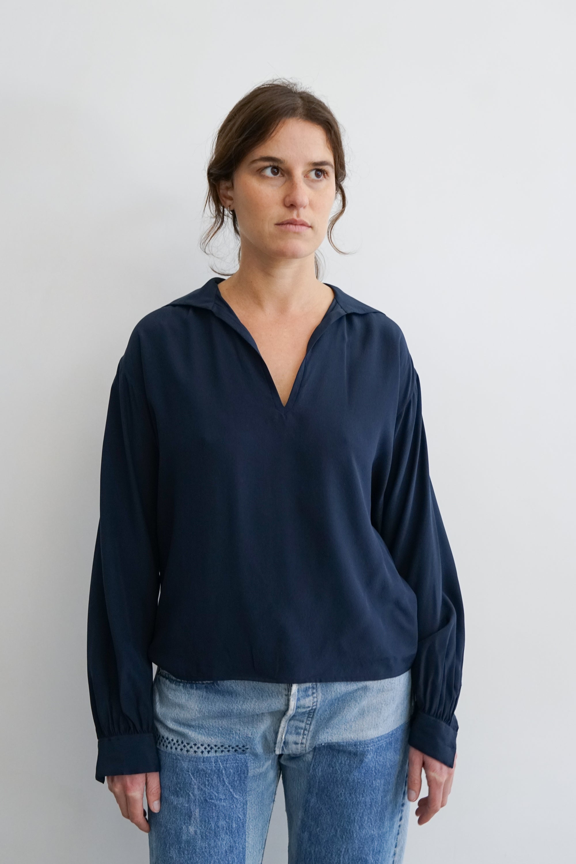 70s Yves Saint Laurent Silk Sailor Blouse
