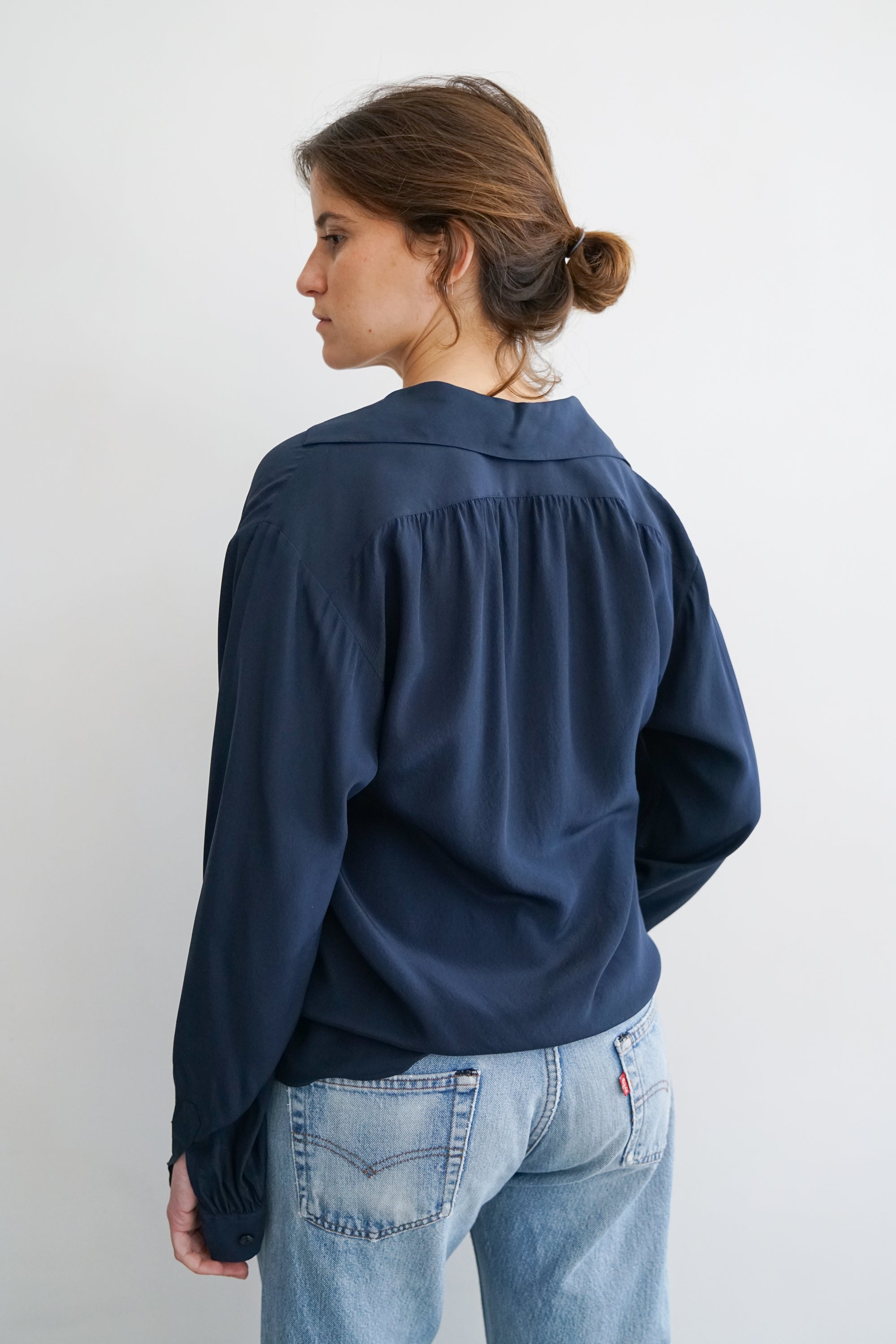70s Yves Saint Laurent Silk Sailor Blouse