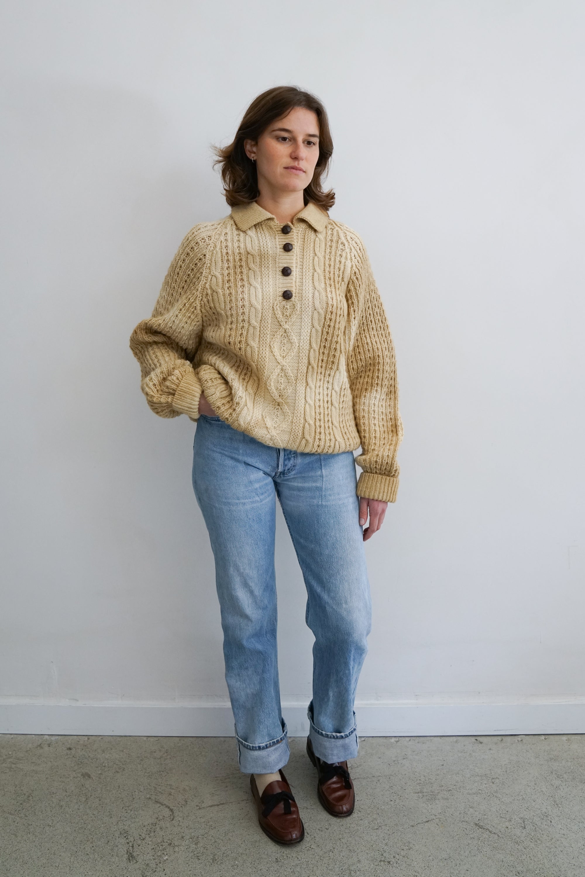 Marigold Dye Vintage Fisherman Knit Sweater