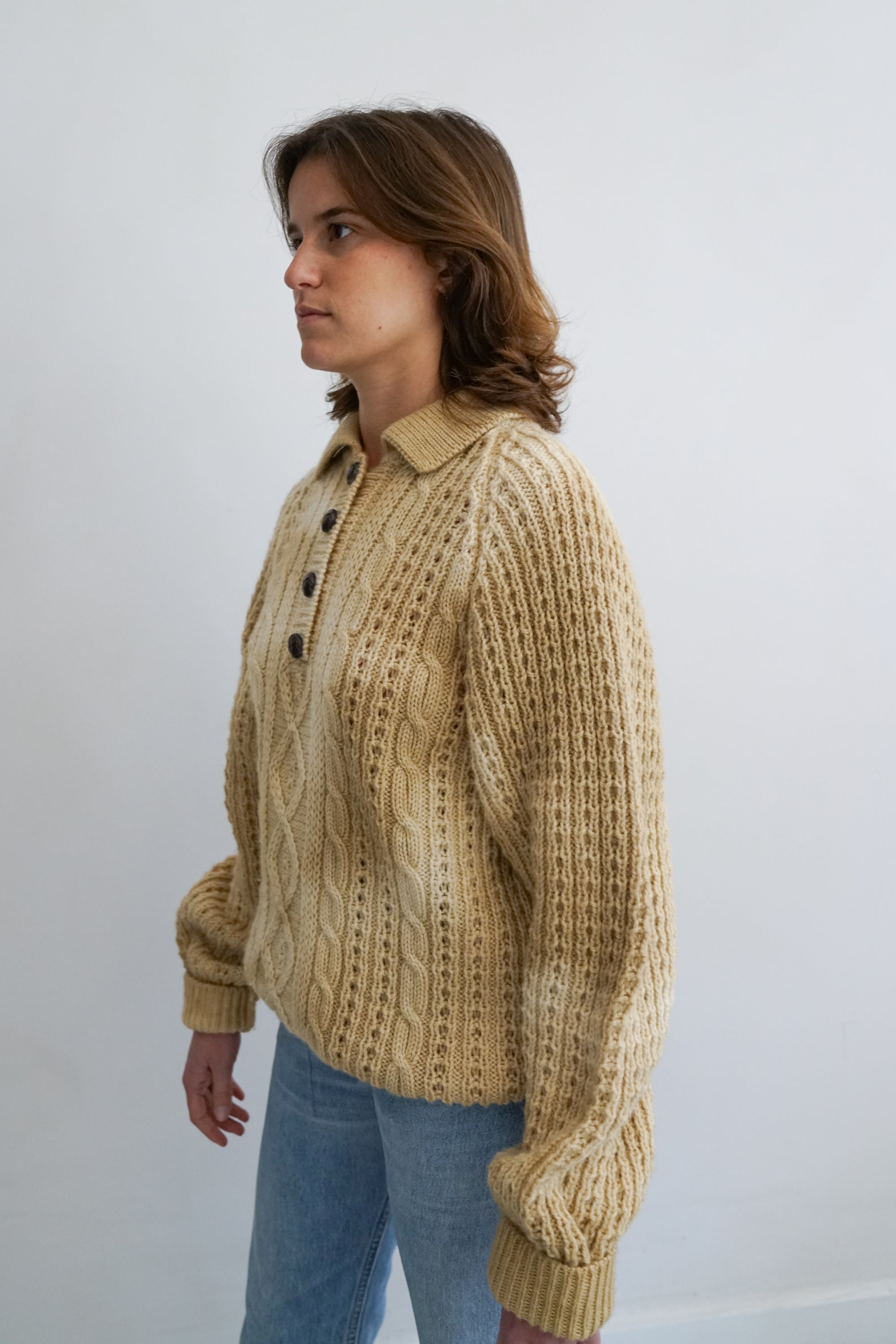 Marigold Dye Vintage Fisherman Knit Sweater