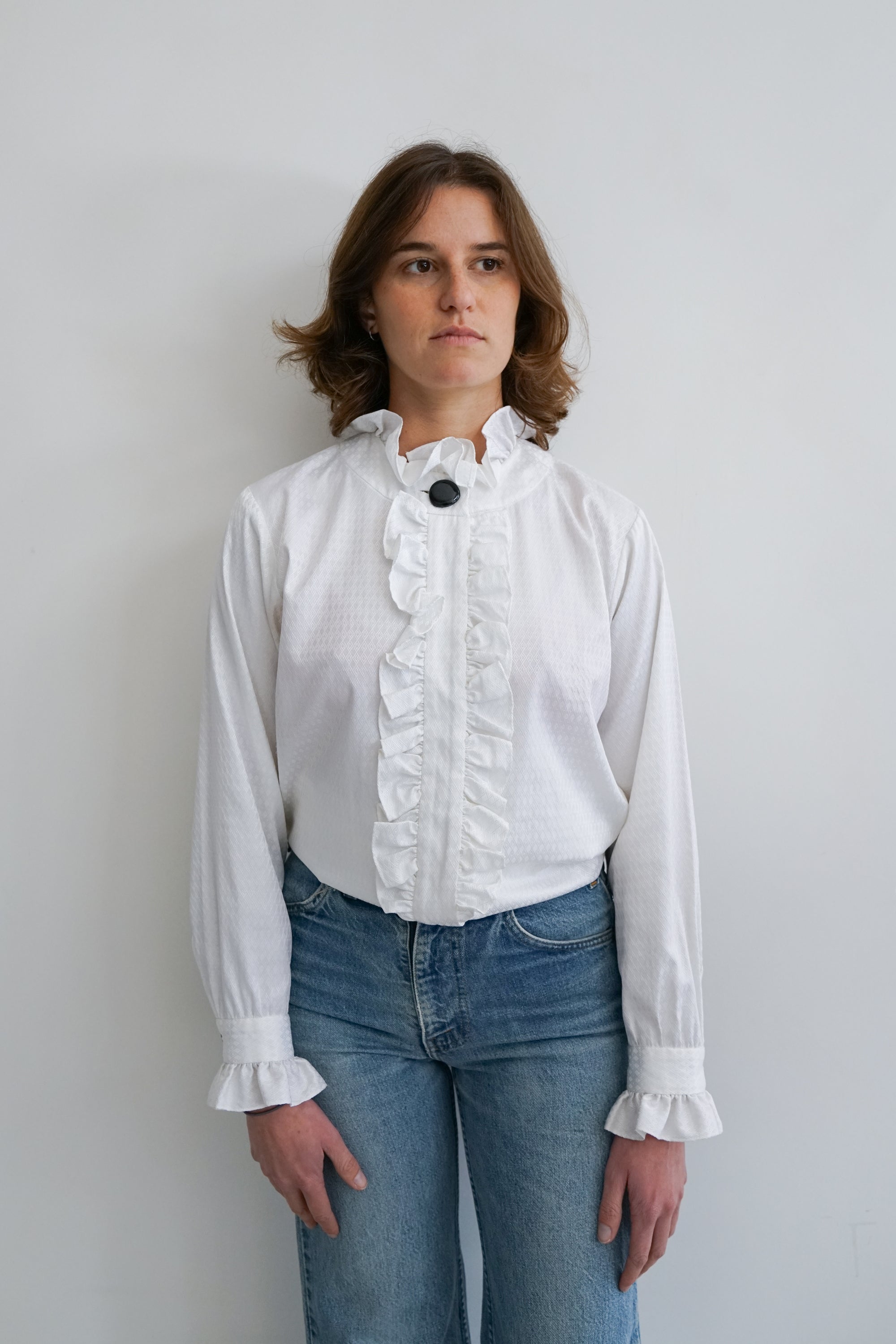 70s Yves Saint Laurent Ruffle Silk Blouse