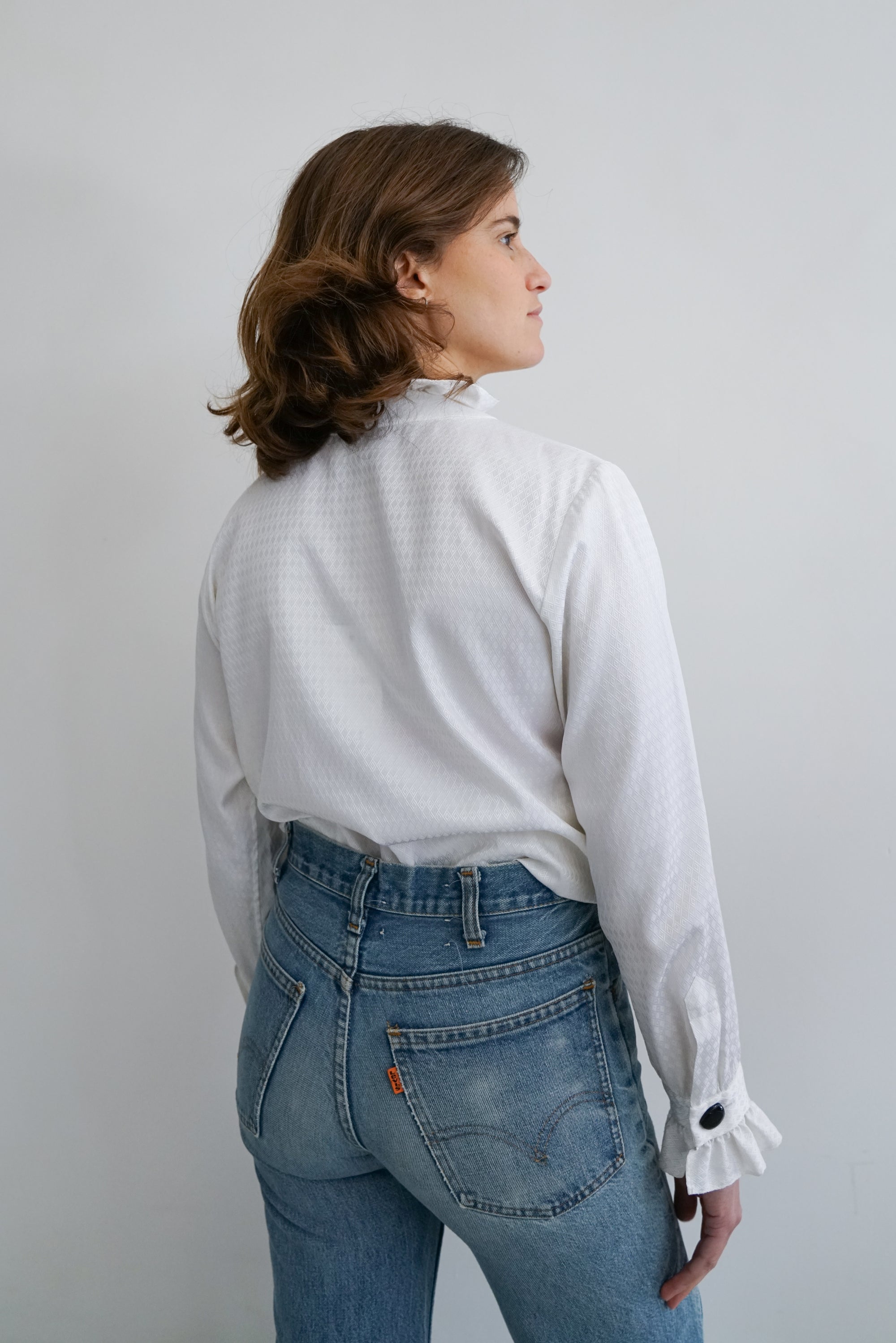 70s Yves Saint Laurent Ruffle Silk Blouse