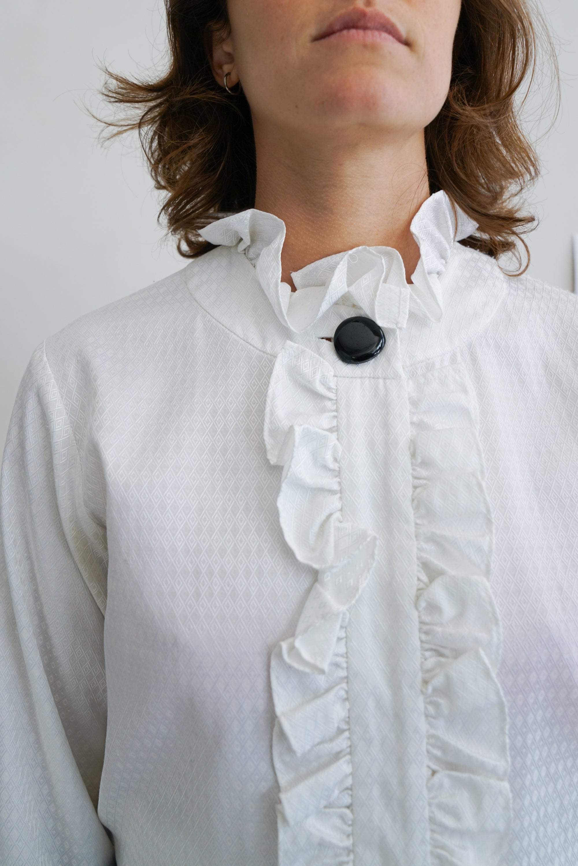 70s Yves Saint Laurent Ruffle Silk Blouse