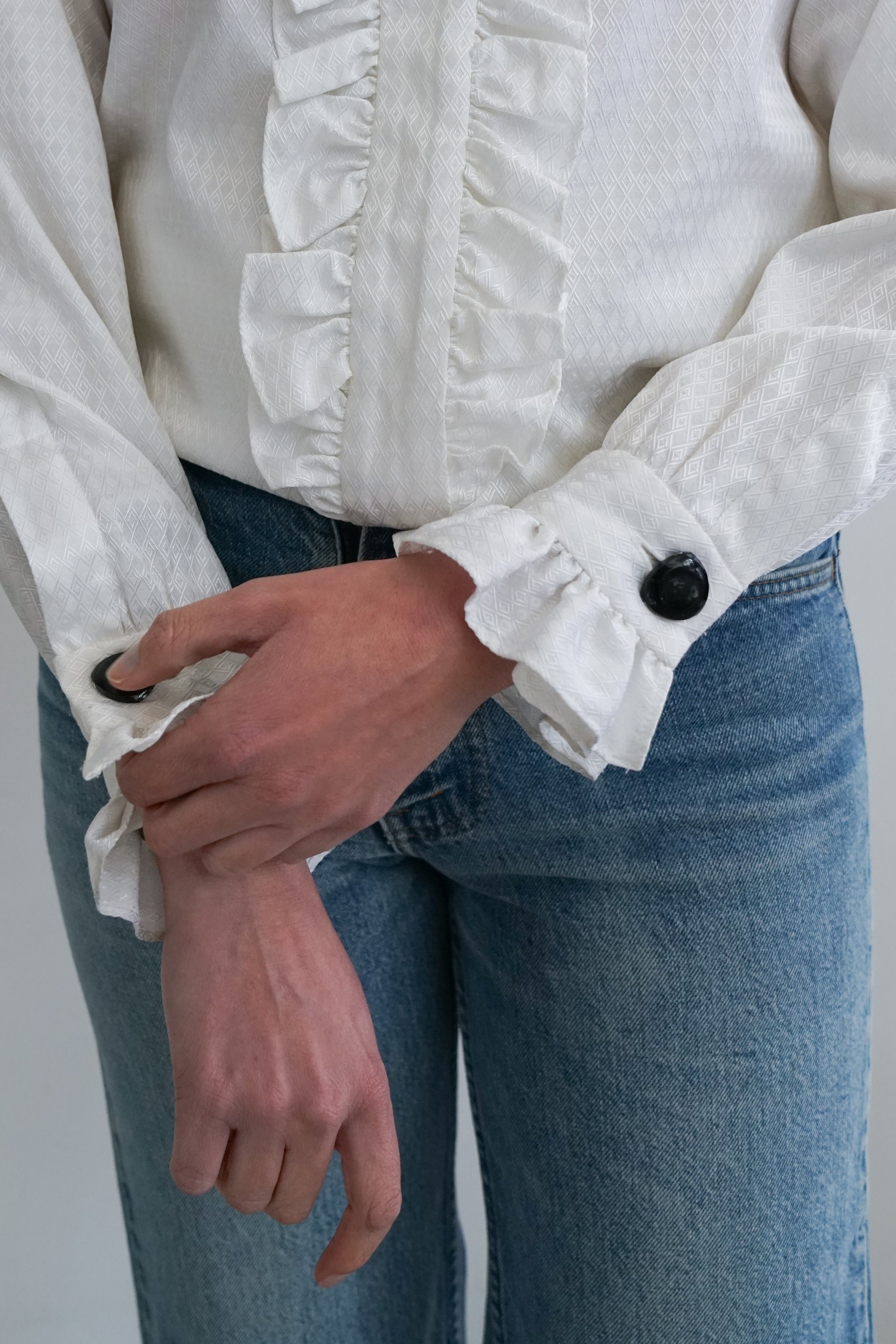 70s Yves Saint Laurent Ruffle Silk Blouse