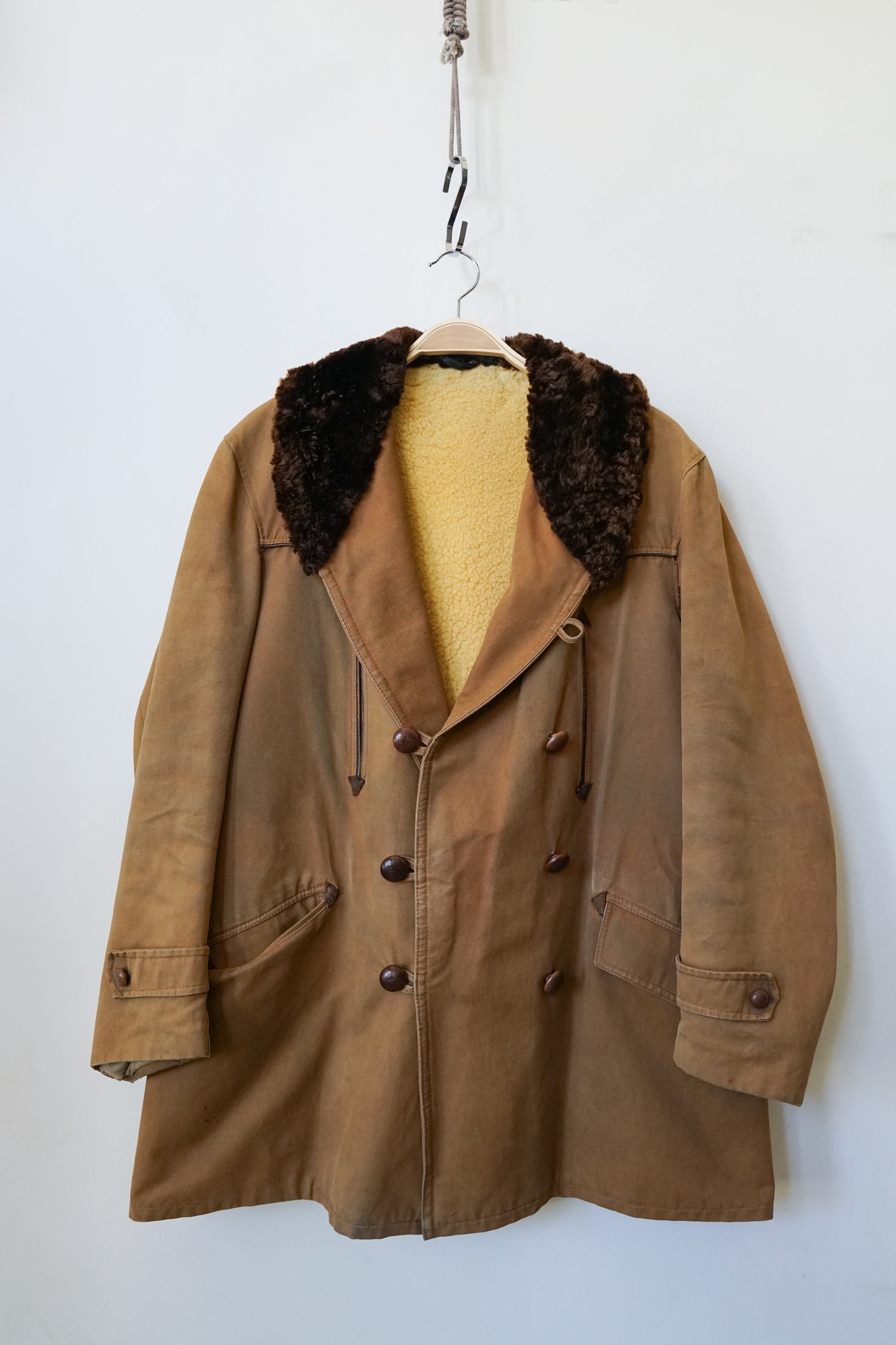 40s French Canadian Shearling + Canvas Jacket