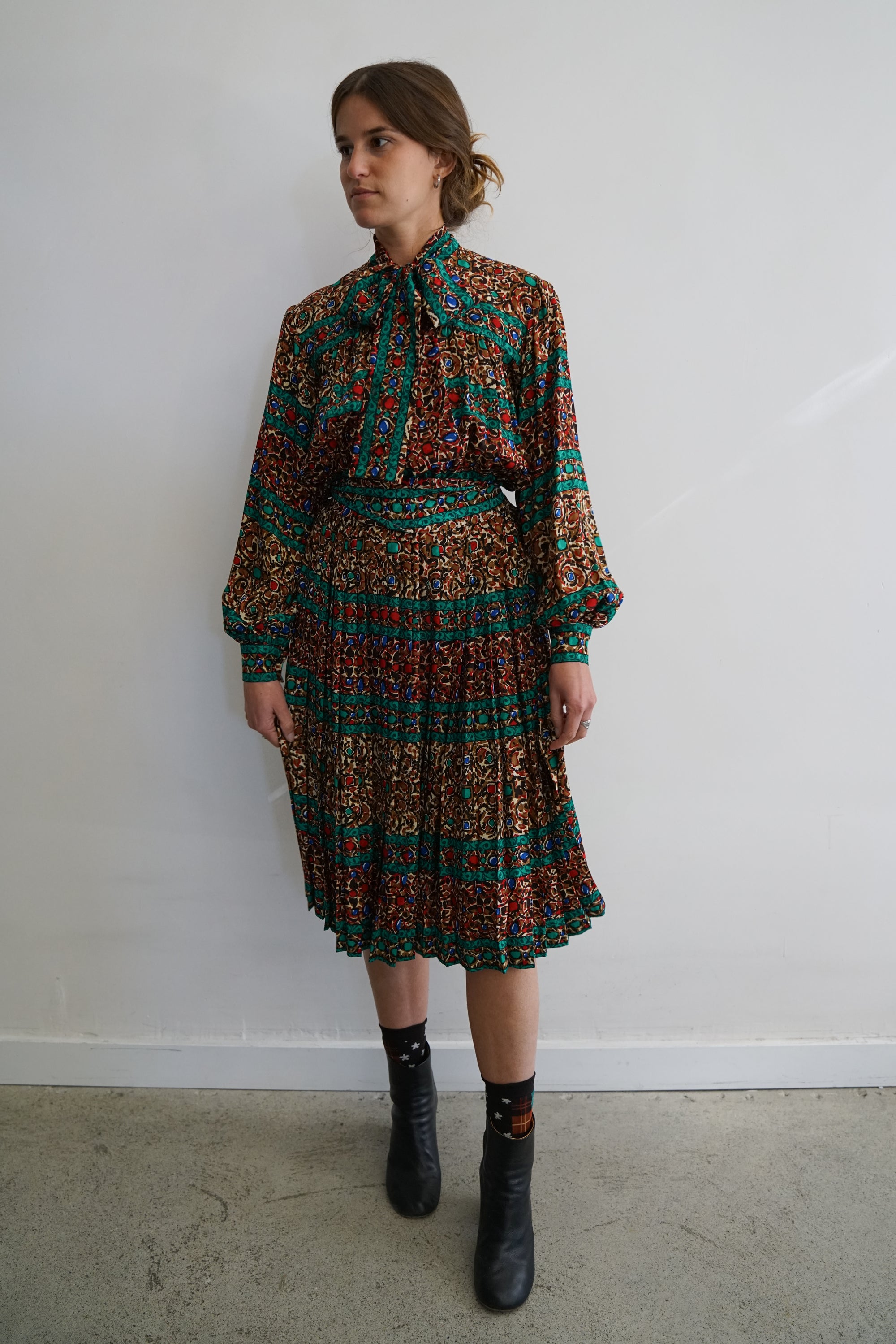 1984 Yves Saint Laurent Silk Lavallière Dress
