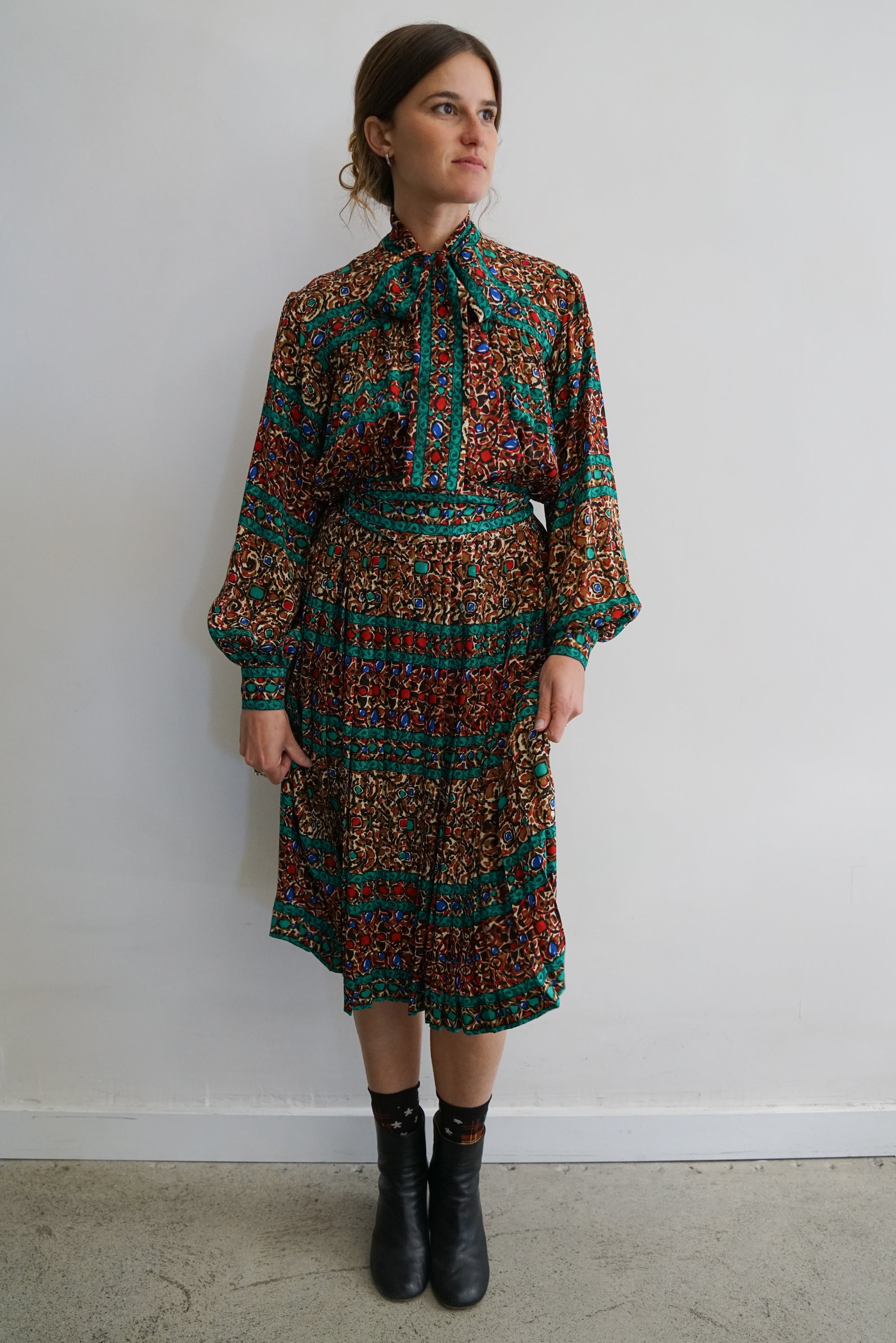 1984 Yves Saint Laurent Silk Lavallière Dress
