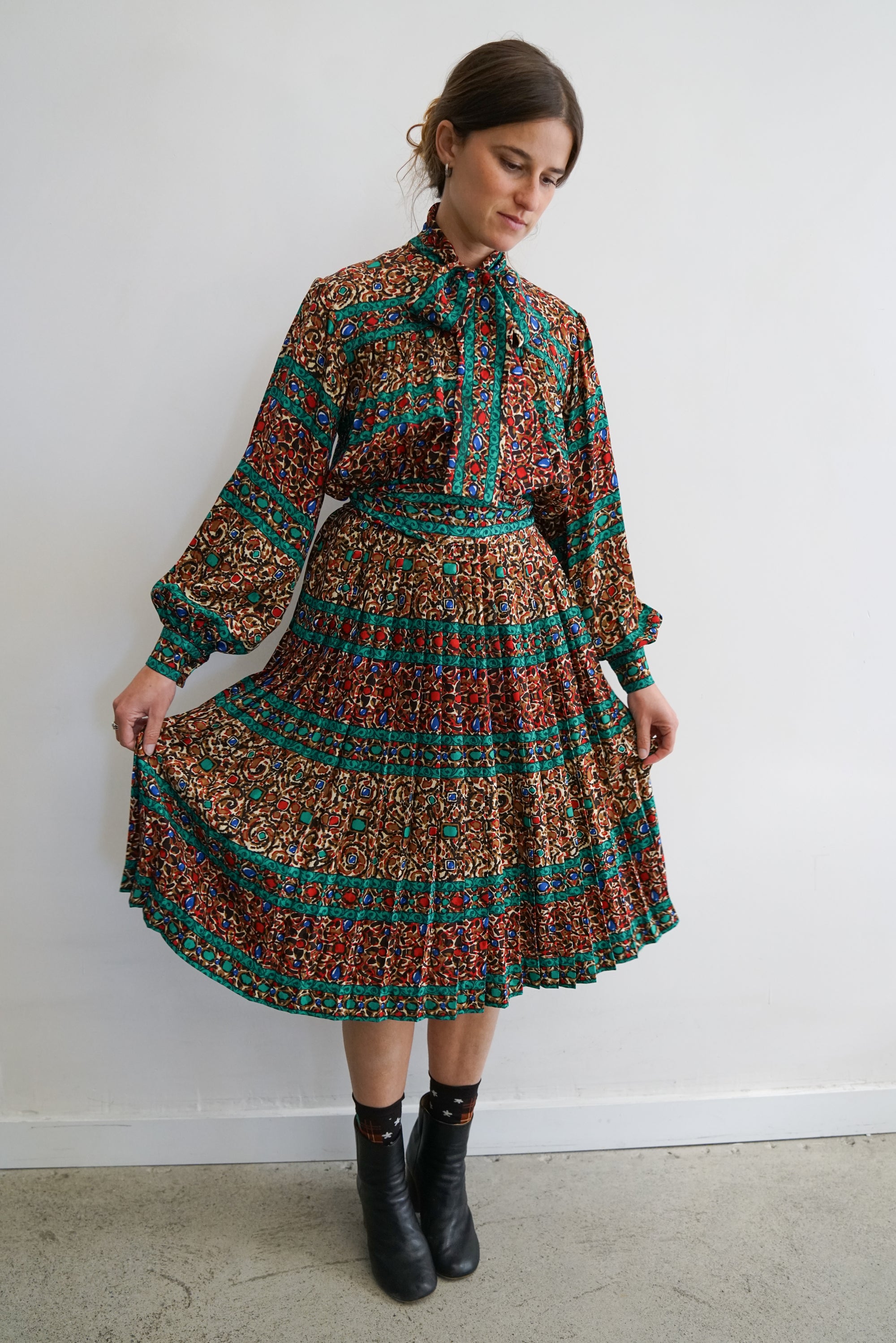 1984 Yves Saint Laurent Silk Lavallière Dress
