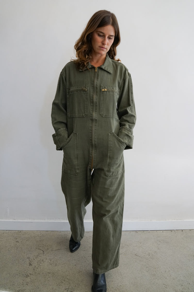 French Army | Vintage 1970s Military Jumpsuit | Khaki