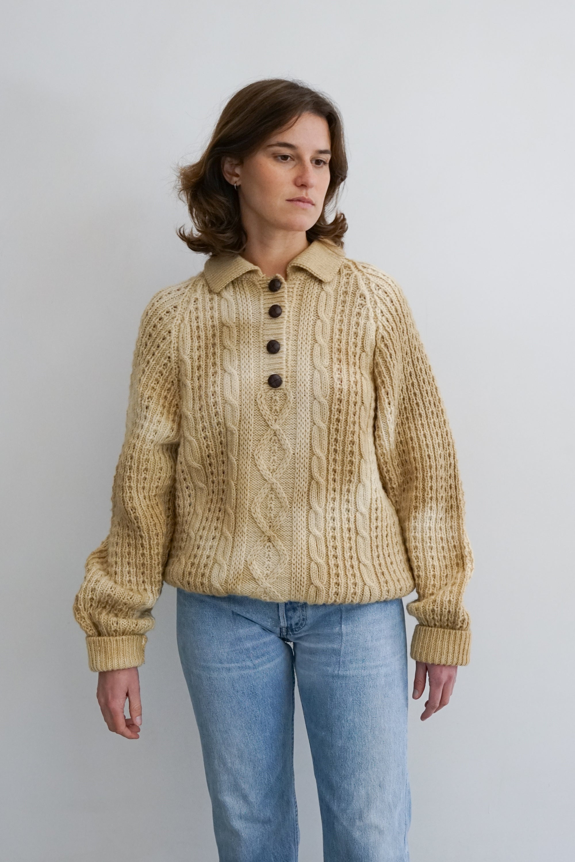 Marigold Dye Vintage Fisherman Knit Sweater