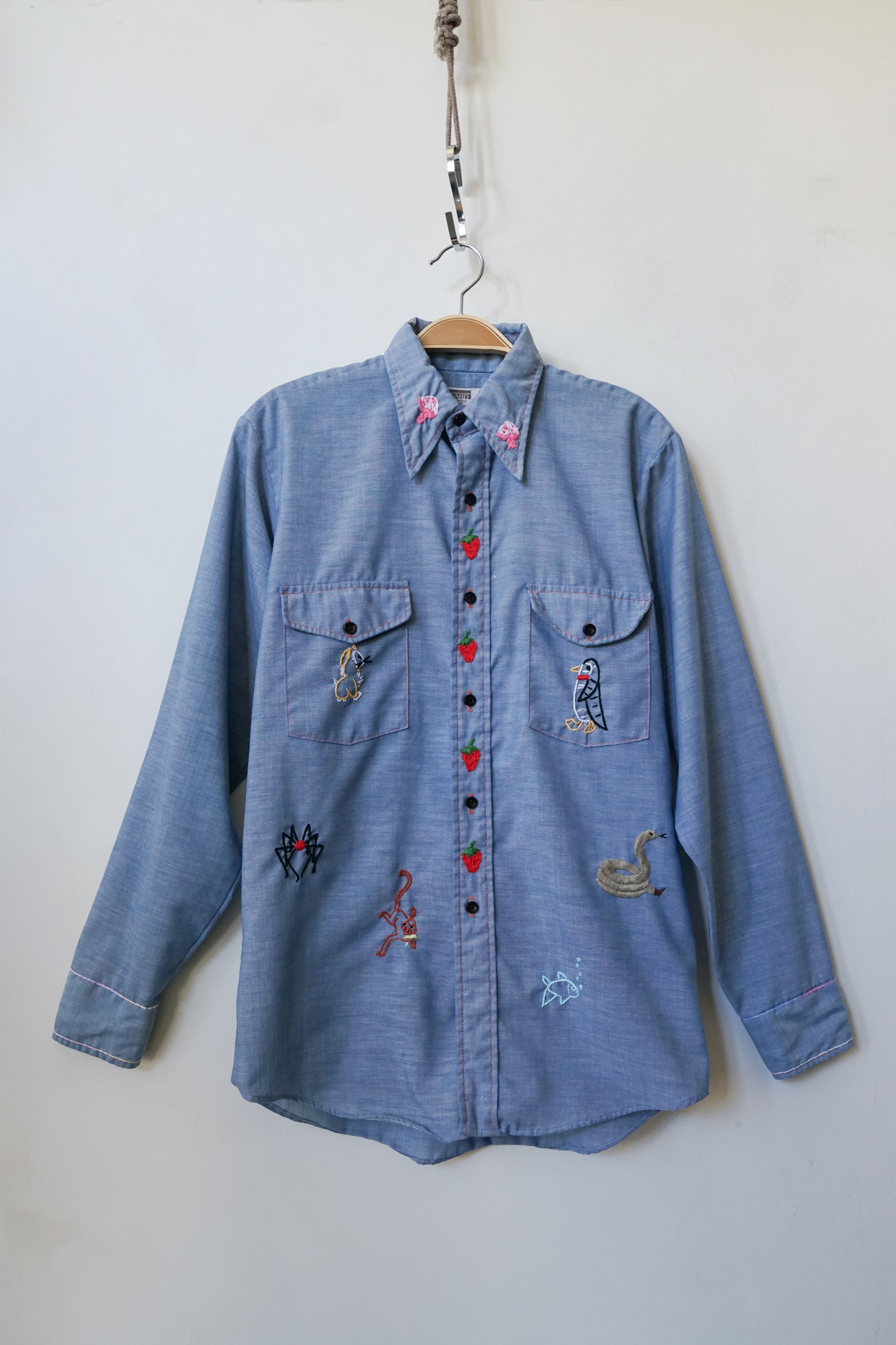 70s Embroidered Western Button Up Shirt