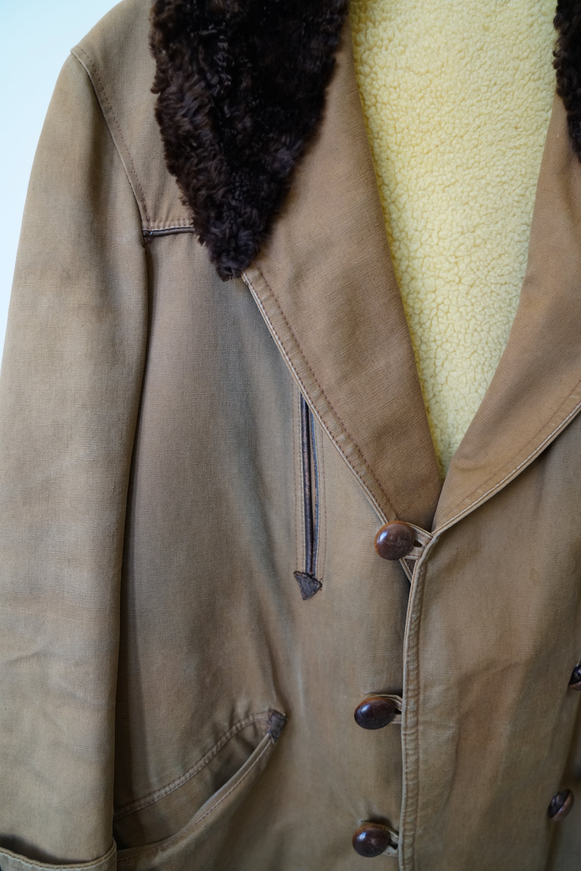 40s French Canadian Shearling + Canvas Jacket