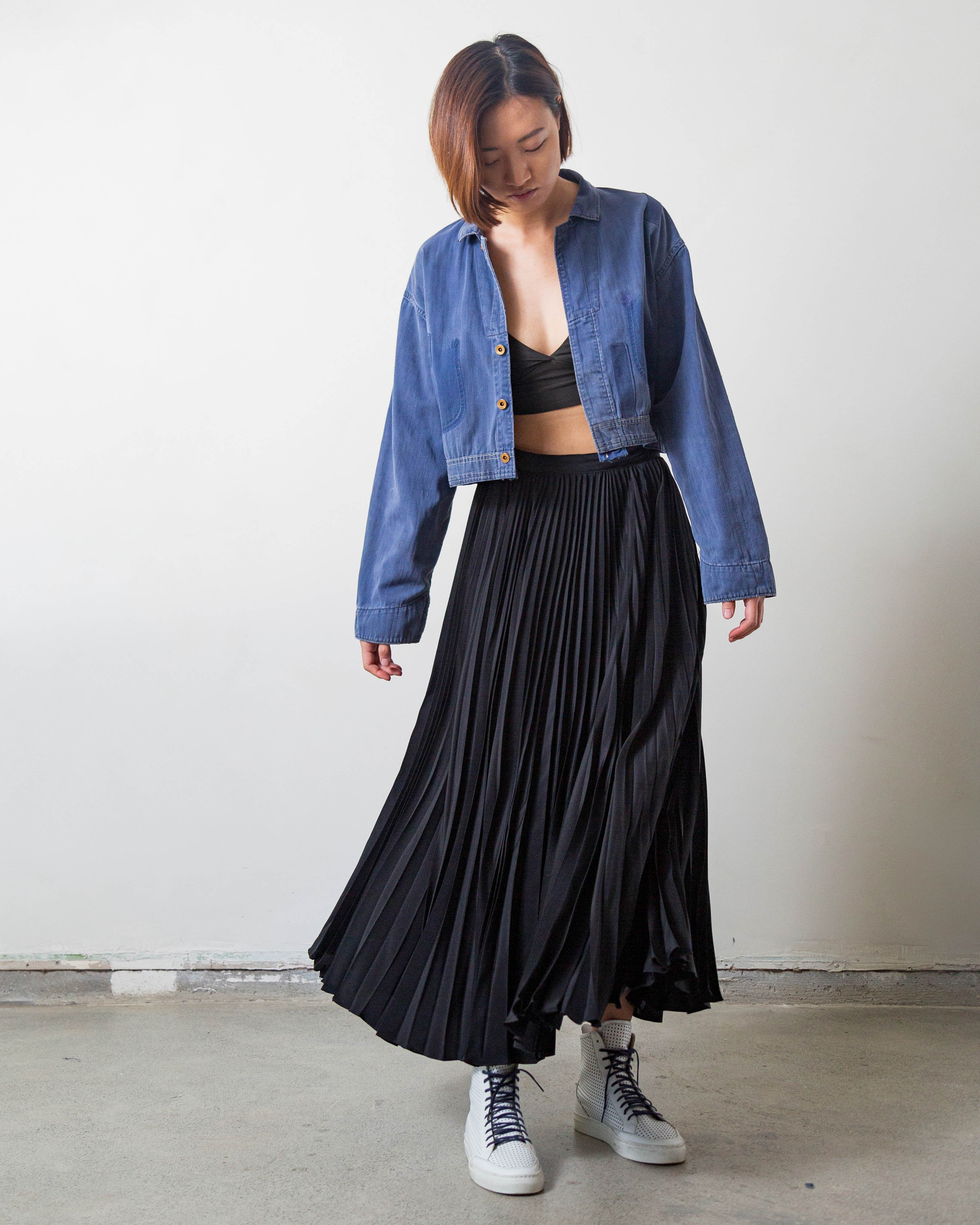 Ralph Lauren Pleated Silk Maxi Skirt