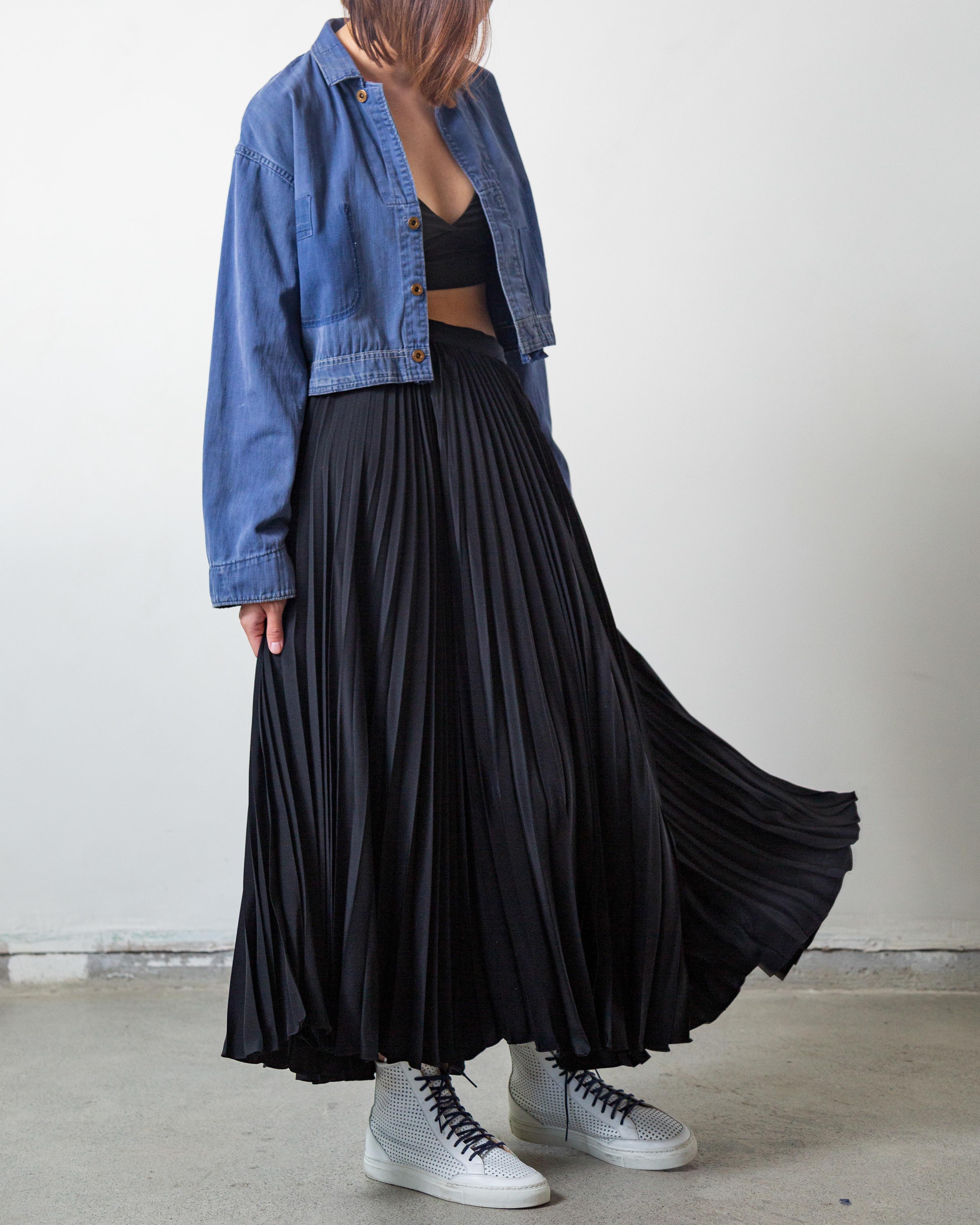 Silk pleated maxi skirt Clearance