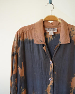 Tied and Naturally Dyed Silk Shirtdress